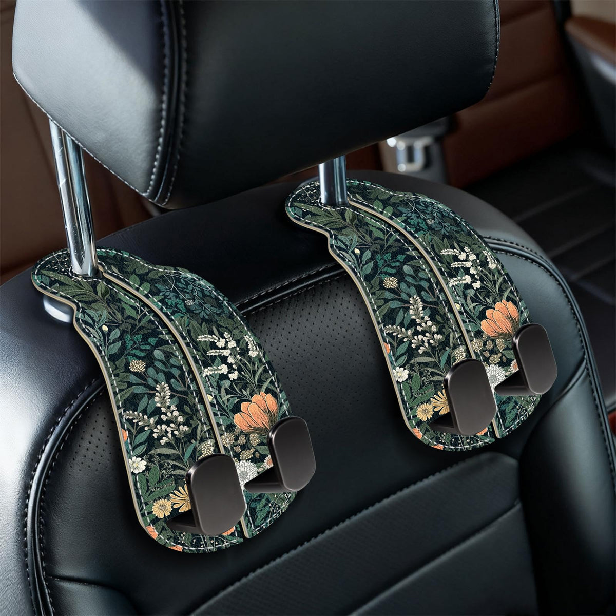 Blusabaca 2PCS Car Seat Headrest Hooks, Purses Bags Holder, Sunflower