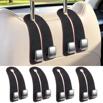 Amooca Car Headrest Hooks 2-Pack Suede Seat Organizer with Metal Core