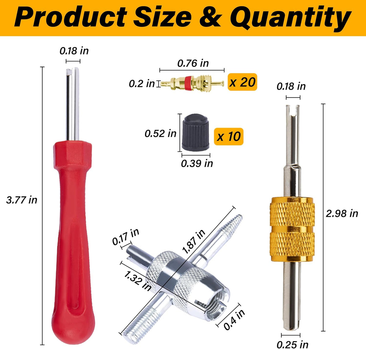 Valve Stem Removal Tool, Schrader Valve Removal Tool, Tires Repair Tool Kit