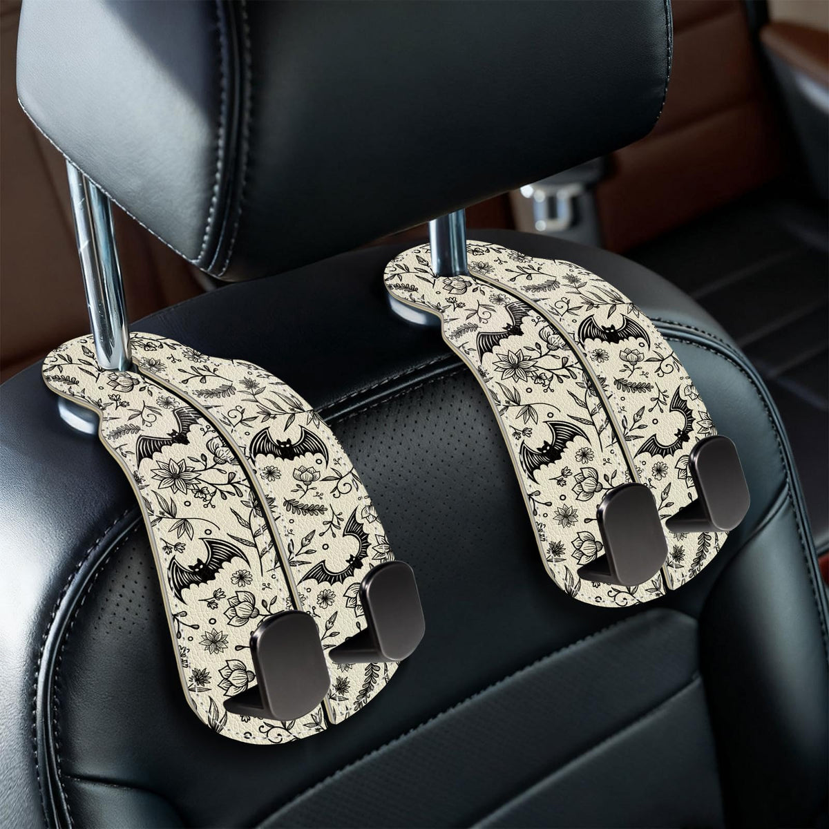 Blusabaca 2PCS Car Seat Headrest Hooks, Purses Bags Holder, Sunflower