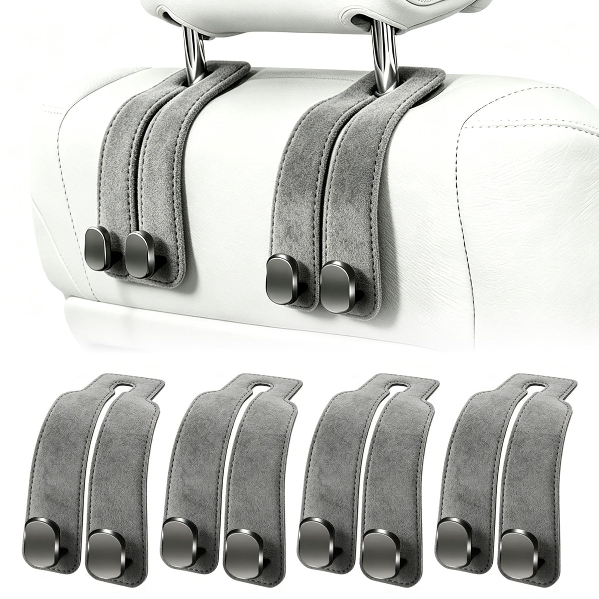 Amelity Car Headrest Hooks, Purse Hook for Car 2 Pack Black