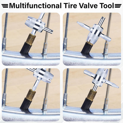 2 PCS 4-Way Tire Valve Stem Removal Tool, 4-in-1 Valve Core Removal Tool