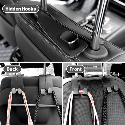 Amelity Car Seat Headrest Hooks, Car Hooks for Purses and Bags 2 Pack