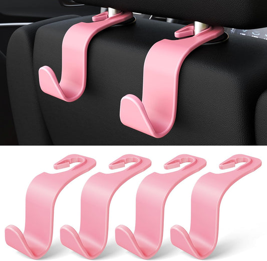 Amooca Car Seat Headrest Hooks 4-Pack Storage Organizer Holds 55 lbs
