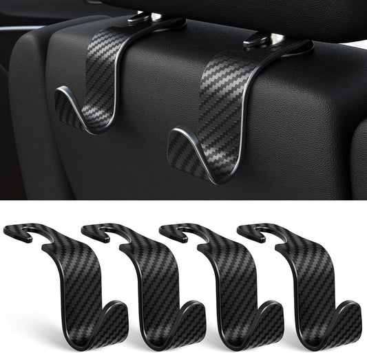 4-Pack Car Headrest Hooks Holds 55lbs Seat Storage Organizer for Bags