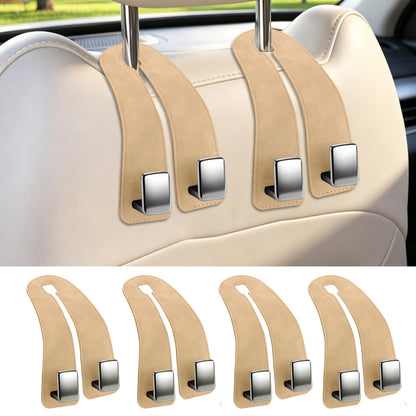 Amooca Car Headrest Hooks 2-Pack Suede Seat Organizer with Metal Core