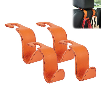 Car Seat Headrest Hook 55lb Heavy Duty Metal Hanger with Leather for Bags