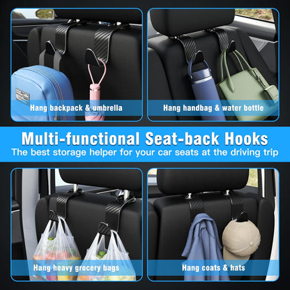 4-Pack Car Headrest Hooks Holds 55lbs Seat Storage Organizer for Bags