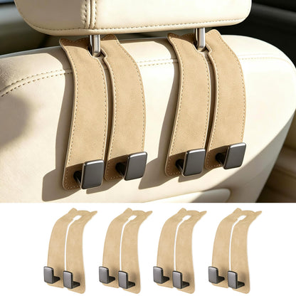 Amooca Car Headrest Hooks 2-Pack Suede Seat Organizer with Metal Core