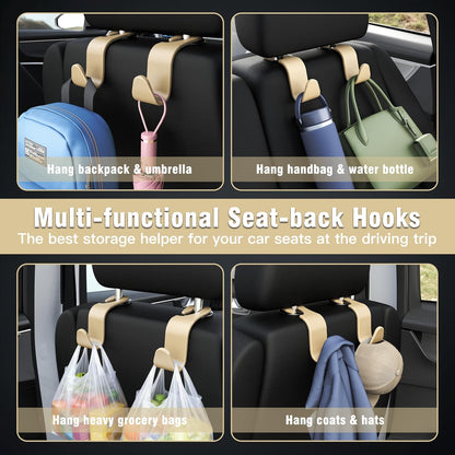 4-Pack Car Headrest Hooks Holds 55lbs Seat Storage Organizer for Bags