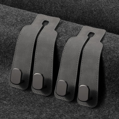 KINIVA Car Seat Headrest Storage Hooks, Set of 2, Suede PU Leather, Double Hooks (Grey)